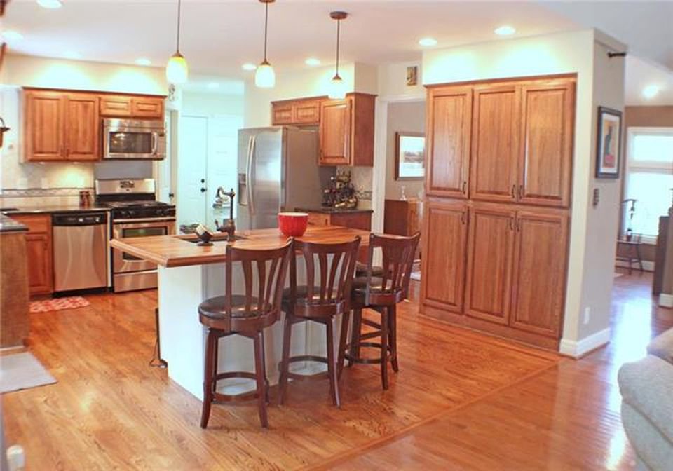 Painting Kitchen Cabinets and Changing Light Fixtures - before
